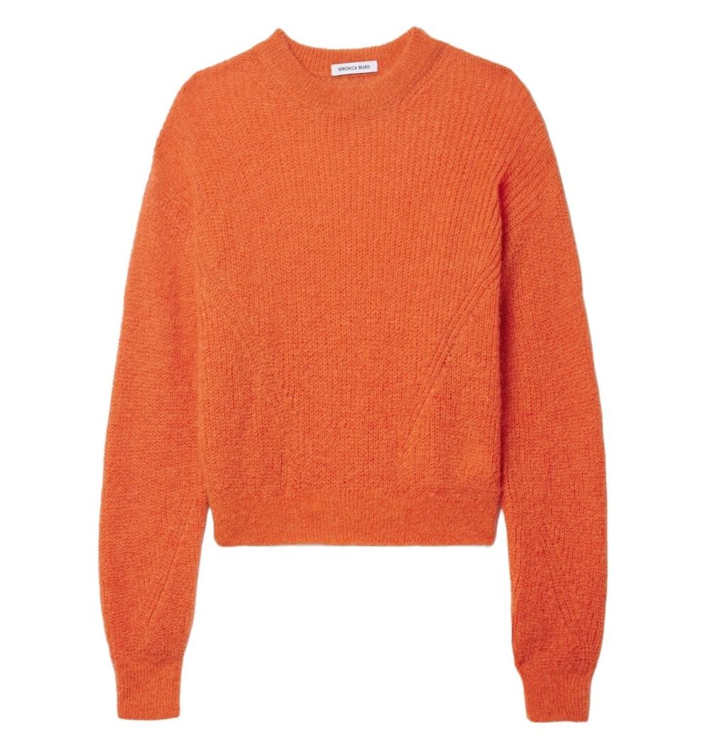 NWT Veronica Beard Melinda Crew Neck Sweater Deep Orange Mohair Alpaca S